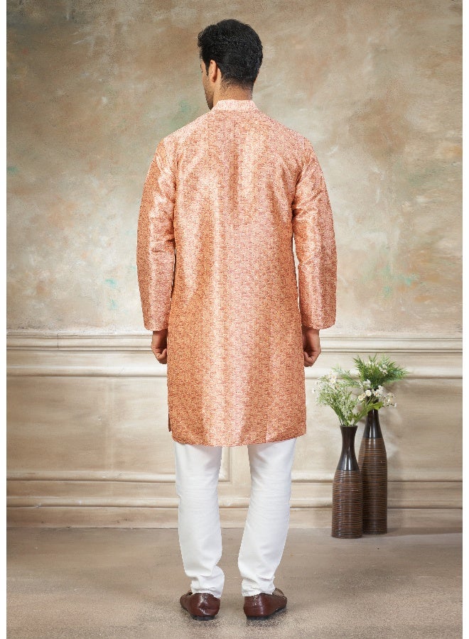 OUTLUK Peach Premium Silk Kurta for Men - Image 2